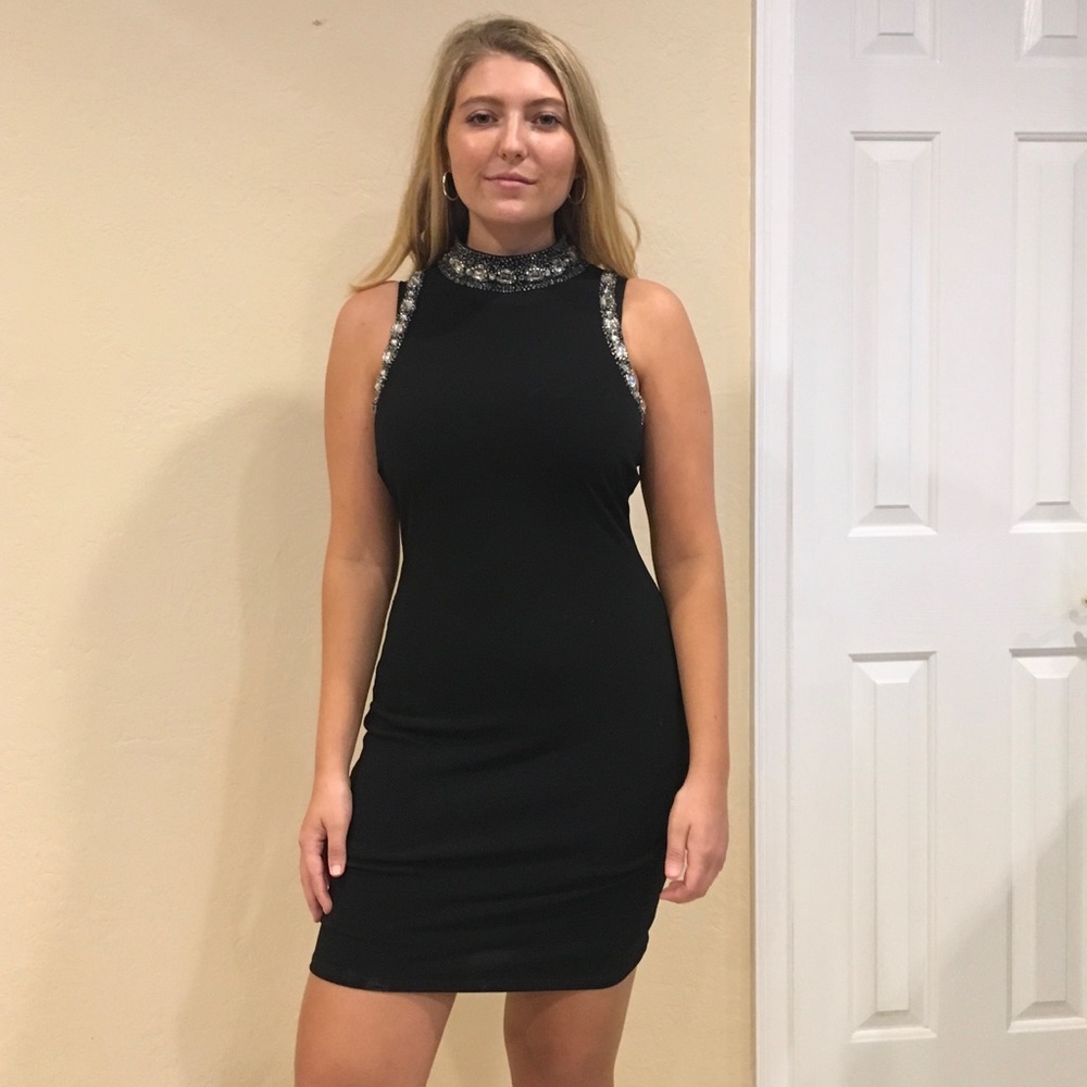 Beaded neck party dress